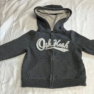 9-12M OshKosh B'gosh Gray Zip-Up Hoodie Sweatshirt